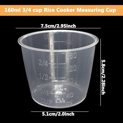 4 Pcs Plastic Transparent Rice Measuring Cups, 160ml 3/4 Cup Rice Cooker Cup Small Laundry Measuring Cup for Cooking,Dog Cat Food Measuring
