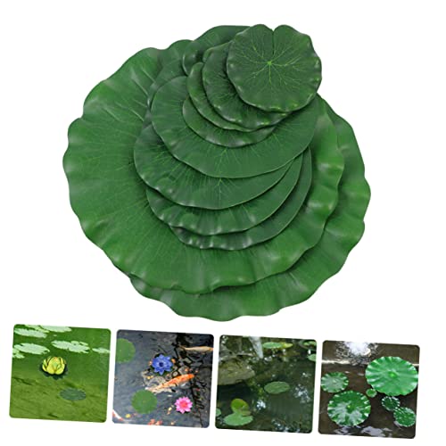 GLEAVI 8Pcs EVA Decorative Lotus Leaves Wear-Resistant Simulated Lily Pads for Garden Pond Decor Floating Water Plants for Aquatic Displays and Outdoor Decorations