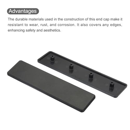 MECCANIXITY 10Pcs Standard Plastic Rectangle Aluminum Extrusion End Cap Black 160x40mm for Trolley, Fish Tank Rack, Storage Rack