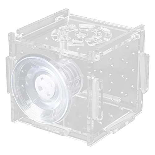 Fish Isolation Box | Acrylic Breeding Hatchery for Young Fishes/Shrimp | 1.5mm Hole Size with Feeding Port & Suction Cup | 6 Panels + 8 Silicone Rings (Single-Cable mini 6 * 6 * 6)