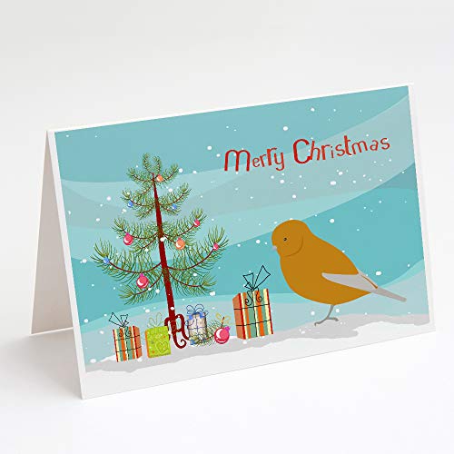 Caroline's Treasures CK4483GCA7P Norwich Canary Merry Christmas Greeting Cards and Envelopes Pack of 8 Blank Cards with Envelopes Whimsical A7 Size 5x7 Blank Note Cards - style: Birds - Norwich Canary