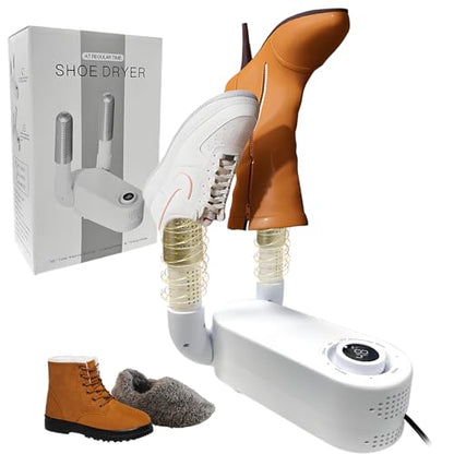 Shoe Dryer Glove Dryer, Dry Wet Shoes with 360°Heat Blower, Intelligent Shoes Dryer with Four Timer, Suitable for Sneaker, Glove, Boots, Ski Boot, Helmet, Folding and hanging Design