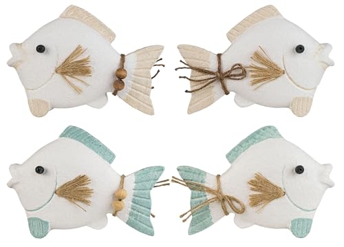 SAILINGSTORY Wooden Fish Decor Coastal Beach Decoration for Home Lake House Decor Set of 2 Pack