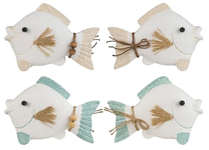 SAILINGSTORY Wooden Fish Decor Coastal Beach Decoration for Home Lake House Decor Set of 2 Pack