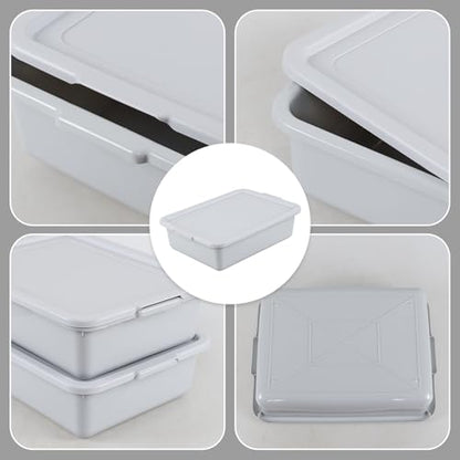 13 Liter Plastic Bus Tubs with Lids, Commercial Tote Box Set of 3, Grey