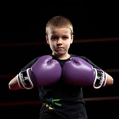 Kruzak Boxing Gloves for Kids 5-10 Years Training, Sparring, Kickboxing, Muay Thai, Martial Arts & MMA Fighting - Boys & Girls Punch Bag Mitts Training - color: Purple, size: 4 oz