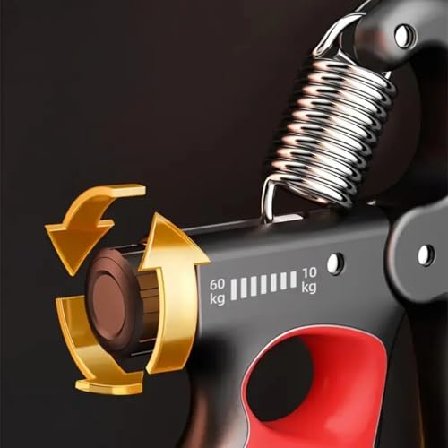 Auto-Count Grip Strengthener, 5-100KG Adjustable Resistance, Red Forearm Trainer for Strength Building with Display