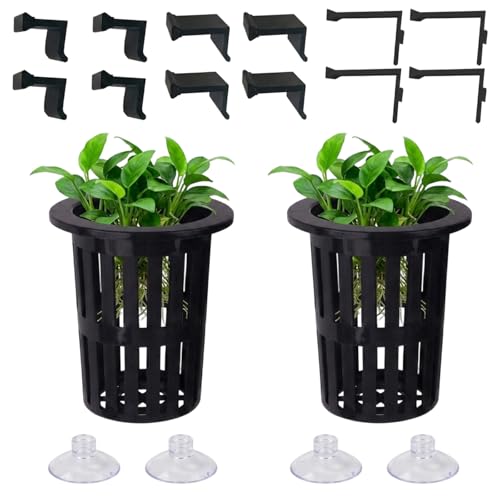 2Pcs Aquarium Plant Holder, Fish Tank Plant Holder for Hydroponic Growing, Plant Holder for Aquarium with Wall Mount Design, for Fish Tank Aquaponic Plant Cultivation and Aquascape Accessories