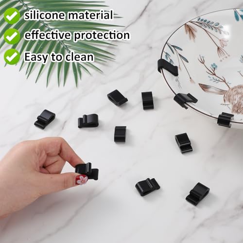 12PCS Dutch Oven Lid Protector Clips, Black Silicone Cookware Protector Flexible Pot Bumpers Lifter Accessories for Storage Stacking Pan & Display of Dutch Oven Pots (Black)