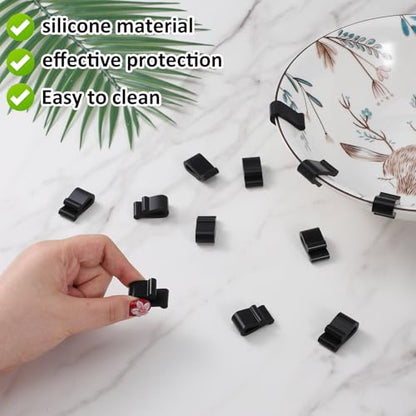 12PCS Dutch Oven Lid Protector Clips, Black Silicone Cookware Protector Flexible Pot Bumpers Lifter Accessories for Storage Stacking Pan & Display of Dutch Oven Pots (Black)