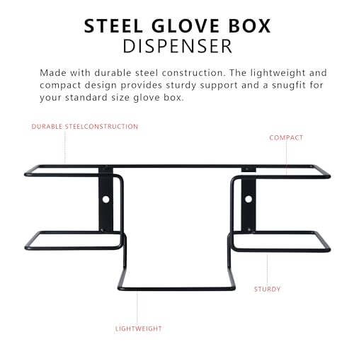 Metal Glove Holder for Wall Mount(2 PACK),Glove Box Holder Wall Mount for laboratory,Healthcare, Hospital, Restaurants,Black Medical Glove Holder with Mounting Accessories Included