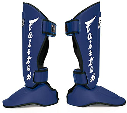 Fairtex SP7 Lightweight Shin Guards, Detachable Syntek Leather Shin Pads - color: Blue, size: Medium