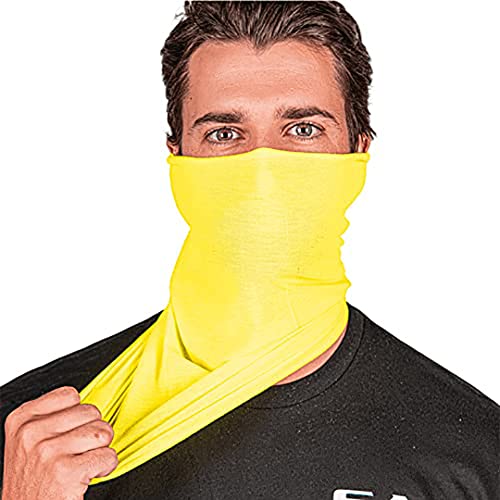 S A Soul of Adventure Single UV Face Shield | UV 30+ Multipurpose Neck Gaiter Balaclava for Adults - color: Safety Yellow