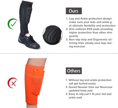 Soccer Shin Guards, Soccer Protective Gear with Calf and Ankle Pads, Shin Guard Pads for Youth and Adult - color: Black, size: Large