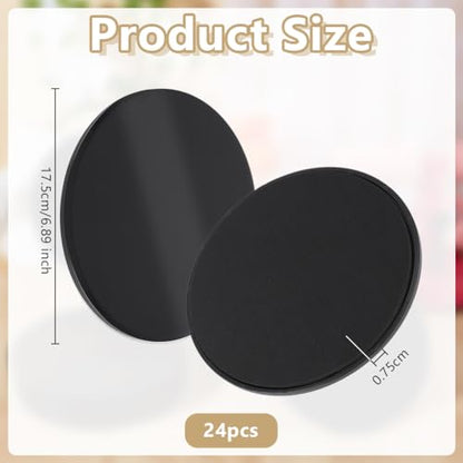 UNICRAFTALE 24Pcs Core Sliders for Working Out Dual Sided Exercise Sliders Fitness Discs Black Gliding Discs for Core Workout Group Training Classes Fitness Pilates 17.5cm Diameter