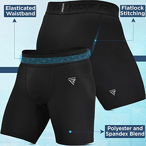 RDX Compression Shorts Men Ultra-Tight Stretchable Baselayer Athletic Sports, Spandex Activewear Underwear Workout Running - size: Small