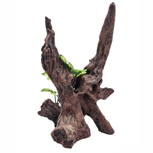 Resin Simulation Driftwood Aquarium Decor, Fish Tank Landscape Ornament Hideout for Betta Goldfish Amphibians Reptiles Rest Play Accessories