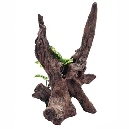 Resin Simulation Driftwood Aquarium Decor, Fish Tank Landscape Ornament Hideout for Betta Goldfish Amphibians Reptiles Rest Play Accessories