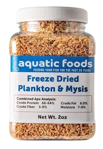 Plankton & Mysis Shrimp -Freeze Dried Floating Small Plankton/Mysis for Marines, Corals, Anemones, Koi & Pond Fish, Cichlids, All Tropical Fish…6oz Med Jar