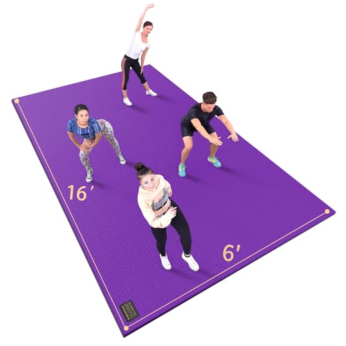 GXMMAT Extra Large Exercise Mat 16'x6'/12'x6'/10'x6'/8'x6'(7mm), Extra Wide Workout Mats for Home Gym Flooring, Non-Slip Thick Durable Cardio Mat for MMA,Plyo,Jump Rope,Weights,Fitness,Shoe-Friendly - color: Grey Cool, size: 6*16 FT