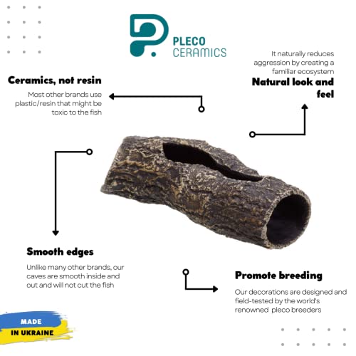 Large Pleco Cave Breeding Ceramic Decorations Fish Tank Aquarium (1 pcs Scape Log)