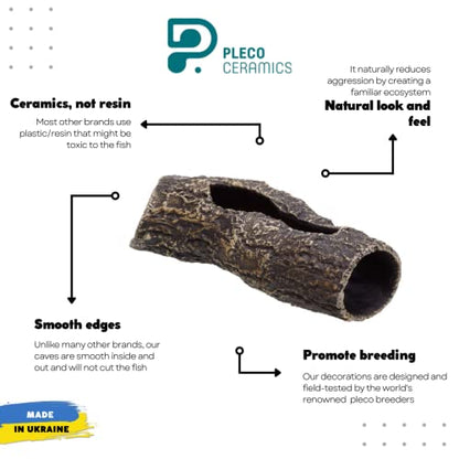 Large Pleco Cave Breeding Ceramic Decorations Fish Tank Aquarium (1 pcs Scape Log)