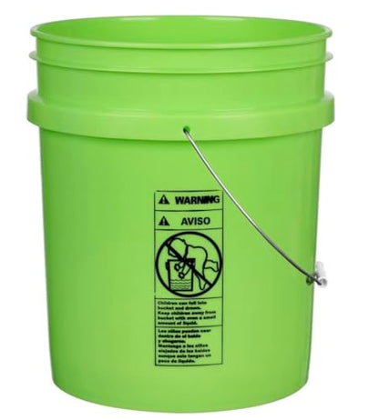 5 Gallon Premium HPDE Plastic Bucket - Made in USA Food Grade Storage Container, BPA Free All Purpose Pail (2, Lime) - color: Lime