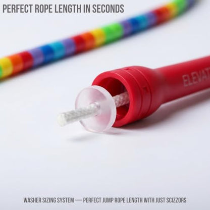 Elevate Rope Beaded Jump Rope, 1 in Beads, 10 ft Adjustable, Segmented - color: Rainbow