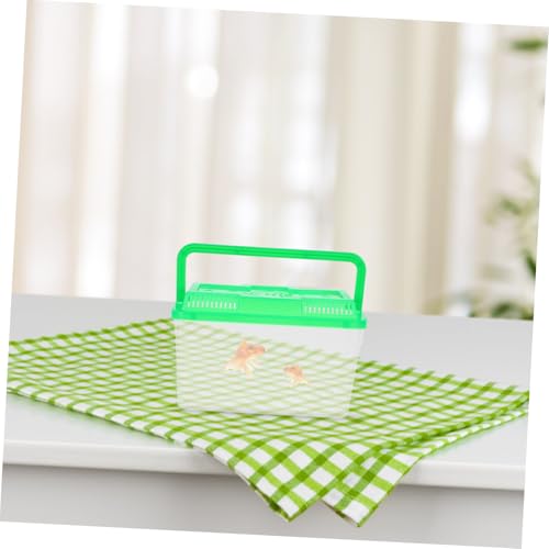 Toyvian 4Pcs Mini Handheld Pet Fish Tank Carrier Plastic Aquarium Box for Small Fish Turtles Hamsters and Reptiles with Lids Stable Base for Secure Housing