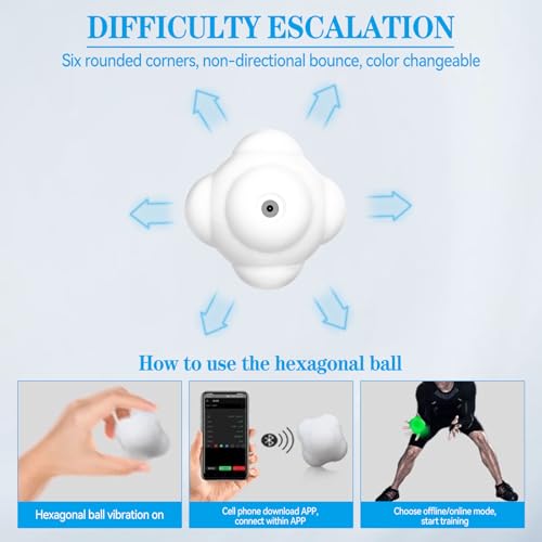 Agility Reaction Balls, Smart Reaction Ball Light Sports Reaction Balls Reflex Ball for Hand Eye Coordination Training, Sports Agility Lights Training Kit (1 Pack)