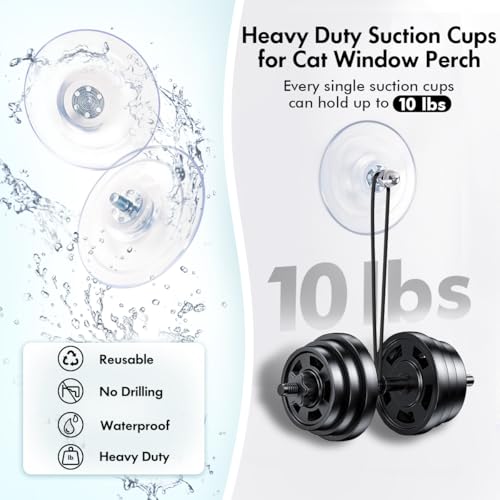 AMOSIJOY 4 Pack Cat Window Perch Suction Cup, Strong Adhesive Replacement Suction Cup with Screws for Foldable & Cordless Cat Window Hammock Seat
