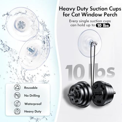 AMOSIJOY 4 Pack Cat Window Perch Suction Cup, Strong Adhesive Replacement Suction Cup with Screws for Foldable & Cordless Cat Window Hammock Seat