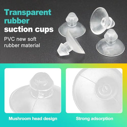 20 Pack 18mm/0.7" Transparent Glass Table Suction Cups - Anti-Slip Pads with Holes for Windows/Furniture/Crafts - Clear Non-Slip Grip & Bumpers