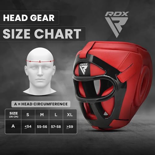 RDX Boxing Headgear MMA Muay Thai, Removable Face Grill, Head Gear for Sparring Grappling Martial Arts Kickboxing Taekwondo Karate BJJ Training - color: Red, size: Small