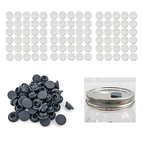 100PCS Self Healing Injection Ports and 120PCS Synthetic Filter Stickers Mushroom Growing Supplies（13.2mm for Ports &20mm for Stickers ） - size: 13mm