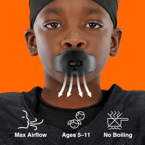 SLEEFS Kids Football Mouthguard with Strap for Teeth and Impact Protection - color: Black, size: Kids