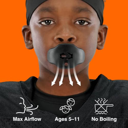 SLEEFS Kids Football Mouthguard with Strap for Teeth and Impact Protection - color: Black, size: Kids