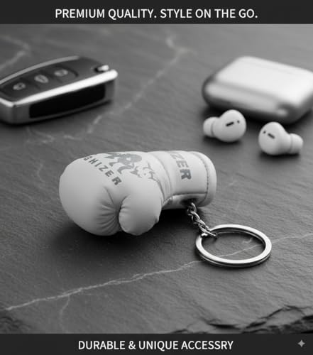 Mini Boxing Gloves Keychain (1 pcs) Premium PU Leather, Sports Lover Gift, Bag Accessory, Car Hanging for Men & Women - color: White