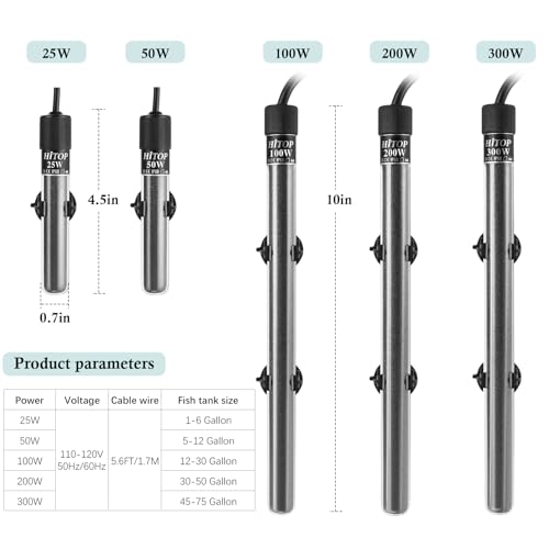 Compact Submersible Aquarium Heater -25W Digital Heater for Fish Tank Turtle Tank, for Saltwater and Fresh Water with Temperature Controller