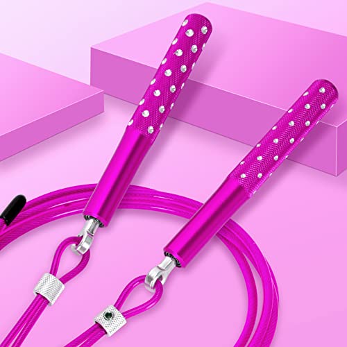 Jump Rope, Wastou Speed Jumping Rope for Training Fitness Exercise, Adjustable Adults Workout Skipping Rope for Men, Women, Kids, Girls - color: Pink-B