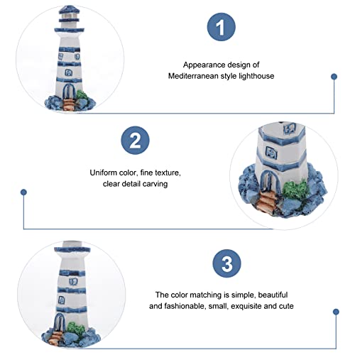 Beavorty Aquarium Lighthouse Miniature Mini Lighthouse Ornament Nautical Decoration Micro Landscape for Fish Tank Decor Ocean Sea Beach Party Blue