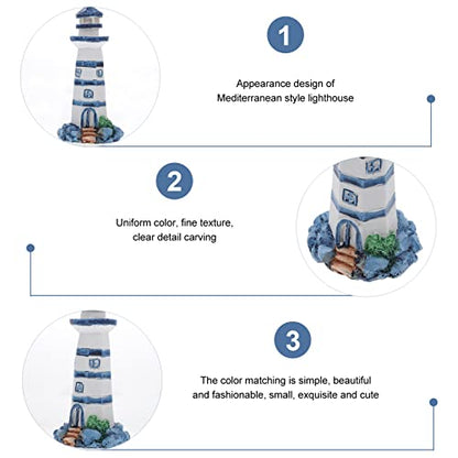 Beavorty Aquarium Lighthouse Miniature Mini Lighthouse Ornament Nautical Decoration Micro Landscape for Fish Tank Decor Ocean Sea Beach Party Blue
