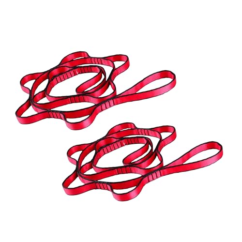 2pcs safety daisy chain, multi-ring adjustable nylon strap rope yoga pilates stretch band - color: Red, size: Length：1.8m