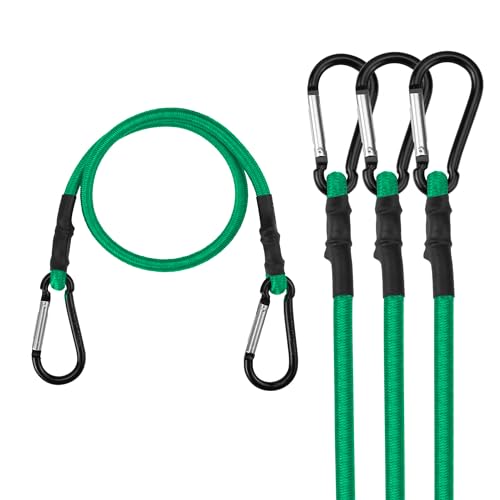 WORKPRO 24" Bungee Cords with Hooks, 4 Pack Heavy Duty Outdoor Bungee Strap | Bungie Cord, No Odour Bungee Rope for Securing Tarps, Tent, Luggage Rack, Cargo, Bike,Transporting, Garage Storage, Green - color: Green, size: 24" x 4PCS