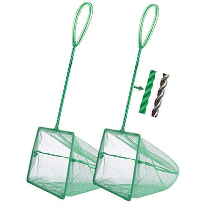 2 Pcs Aquarium Fish Net, 6 inches Fine Mesh Quick Catch Fish Net for Fish Tank Betta Fishing Net