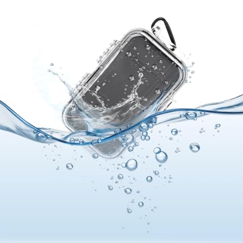 Small Waterproof Storage Case, Outdoor Survival Waterproof Dry Box Protective Case Shockproof Airtight Carry Box Container Floating Hard Shell for EDC Tools Phone Keys Watches Travel Fishing - color: transparent