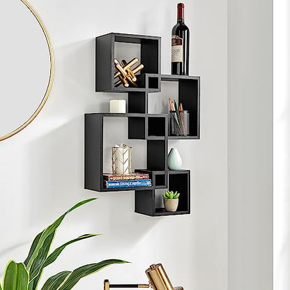 Danya B. Blocchetto Intersecting Cubes Wall Shelf Unit - Horizontal or Vertical - Black
