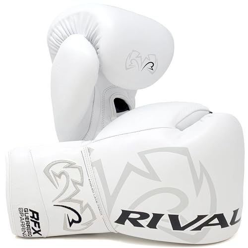 RIVAL Boxing RFX-Guerrero SF-H Lace-Up Sparring Gloves, Quilted Horsehair Padding, Laminated with a Low-Density Foam - color: White, size: 20 oz.