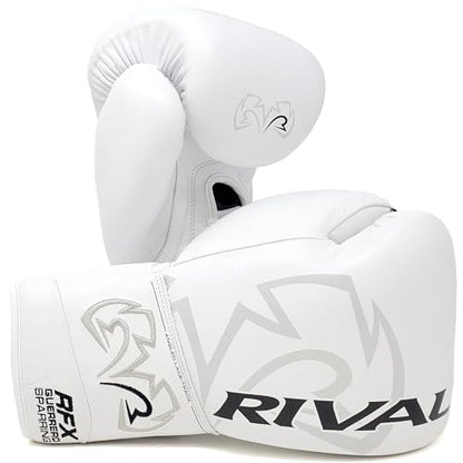 RIVAL Boxing RFX-Guerrero SF-H Lace-Up Sparring Gloves, Quilted Horsehair Padding, Laminated with a Low-Density Foam - color: White, size: 18 oz.