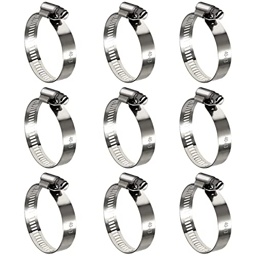 10 Pack Stainless Steel Hose Clamps, 1-1/2 inch to 2-1/2 inch Worm Gear Metal Hose Clamps for Pipe, Dryer Repair, Tubing and Fuel Line - size: 1-1/2" ~ 2-1/2"
